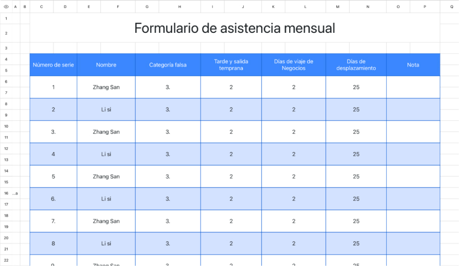 Formulario de asistencia mensual 1